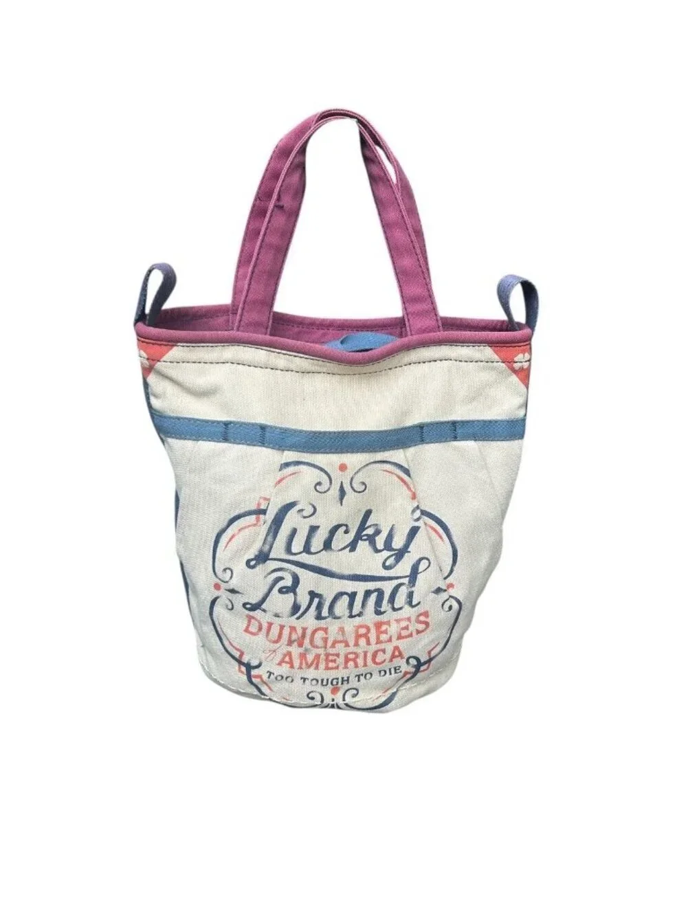 Lucky Brand Dungarees Canvas Tote Bucket Bag